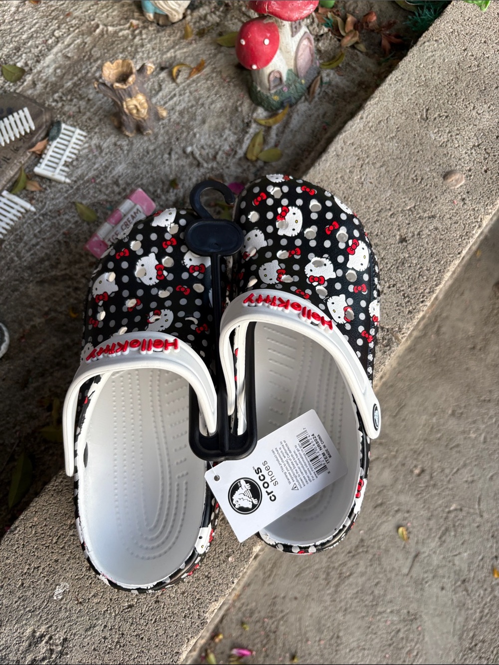 Hello Kitty Black White crocs shoes